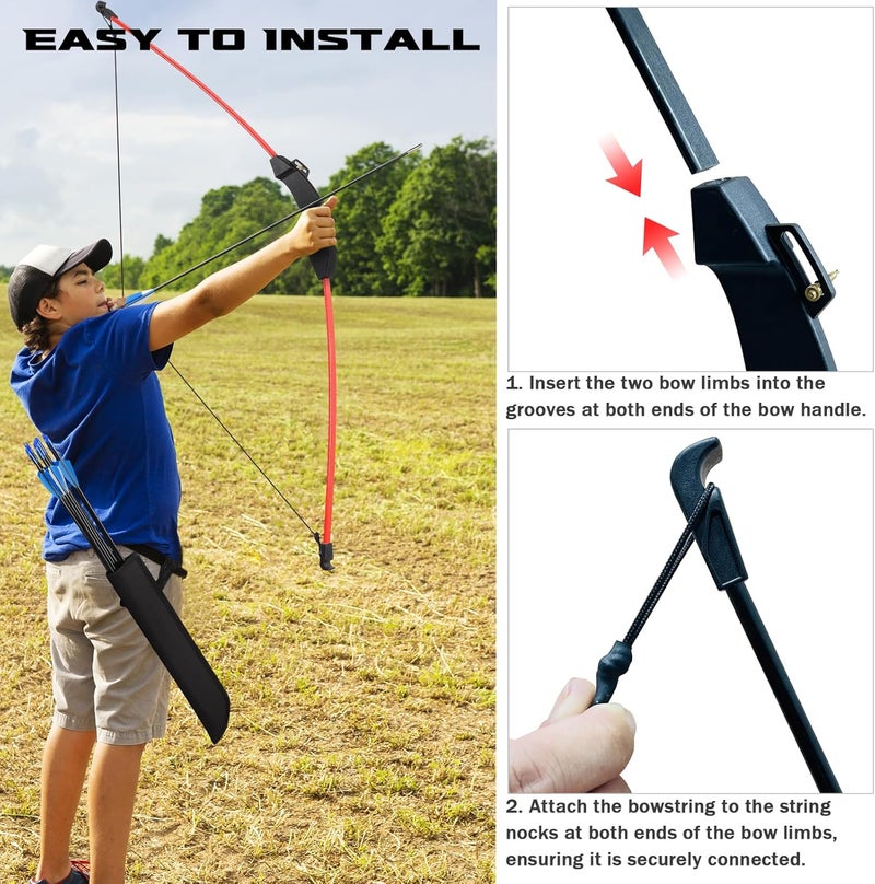 DAUPAN 45" Bow and Arrow Set for Kids 8-12 & Teens, Youth Archery Set - Beginner Longbow Toy for Indoor & Outdoor Practice - Ideal Gift for Birthday, Christmas, Halloween - Image 4